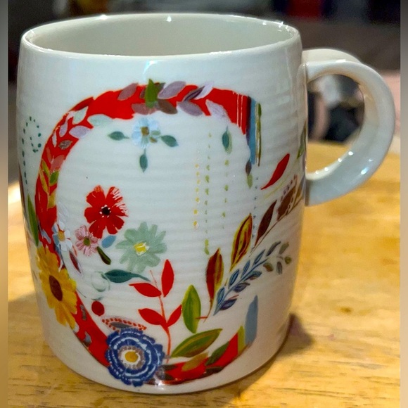 Anthropologie Starla M. Halfmann Monogram Letter Initial “C” Coffee Tea Cup Mug - Picture 1 of 14